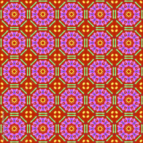 tile geometric pattern using red  pink  green colors