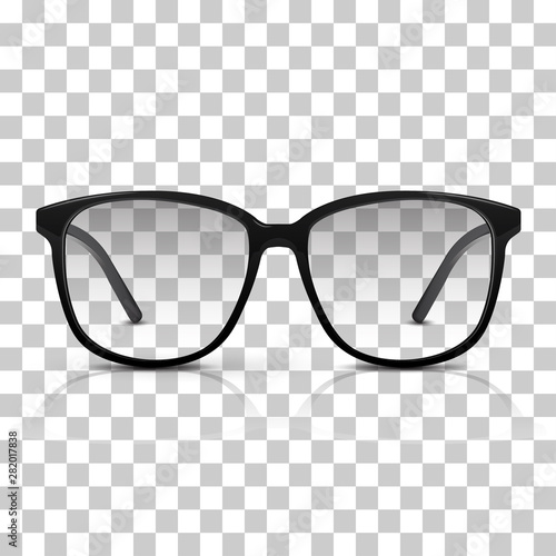 Vector realistic dioptric glasses isolated on transpatrent background. Modern trendy eyeware.