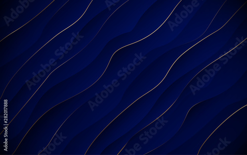 Abstract blue and gold  royal luxury and waves background. Vector illustration