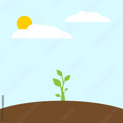 Green environment concept, plant seed, flat design vector illustration