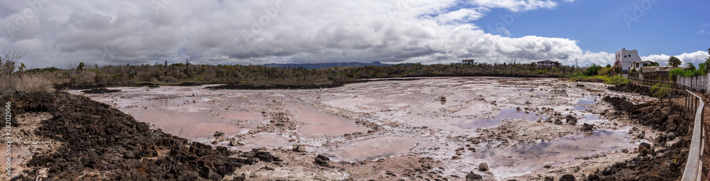 Spectacular photo of the salt lake in the Galapagos Islands on the way to Las Grietas