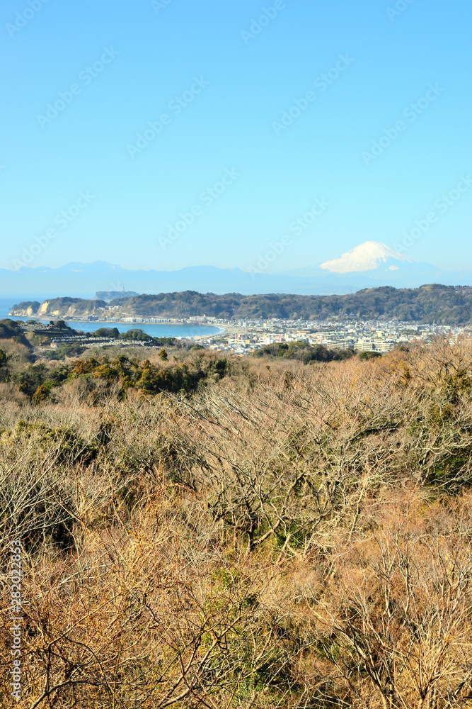 富士山　江の島　鎌倉市浄明寺の風景　日本