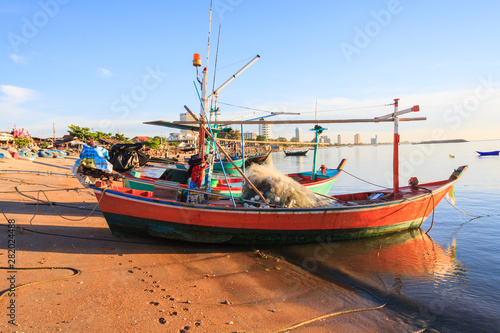 Fishing boats on Cha Am beach