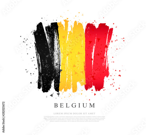 Flag of Belgium. Brush strokes are drawn by hand. Independence Day.