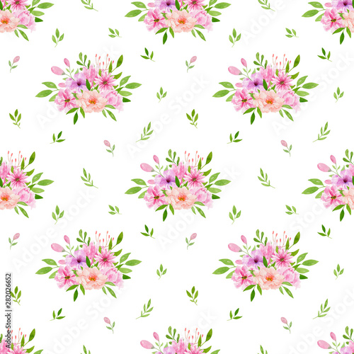 Watercolor seamless pattern with flowers  bohemian watercolour decoration pattern. Design for invitation  wedding or greeting cards