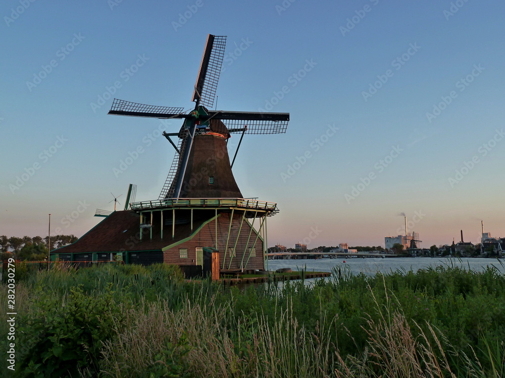 One of the famous windmills in Zaanse Schans, the Netherlands