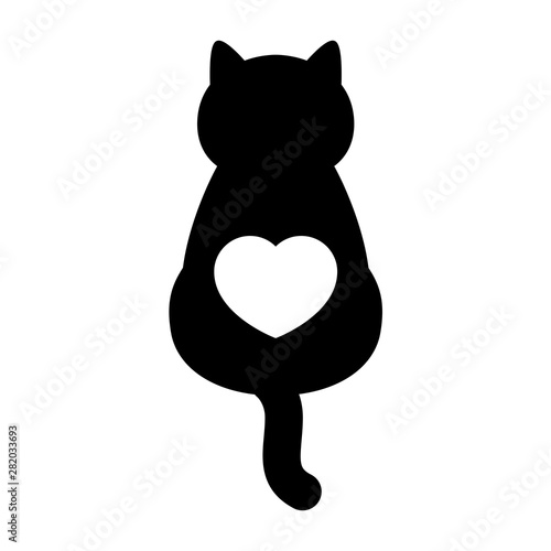 cat skull icon vector heart logo valentine kitten symbol character cartoon illustration doodle design