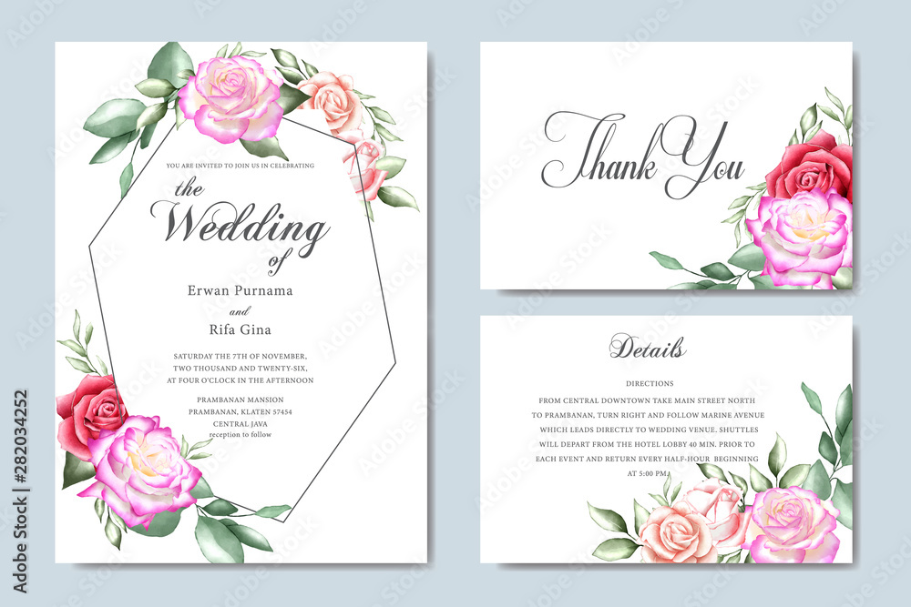Floral wedding invitation template card design