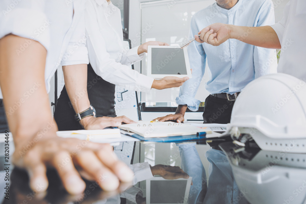 business team join hands after working on Discussing plan and idea to improvement strategy at meeting room, business team join hands after working on Discussing plan and idea to improvement strategy at meeting room,