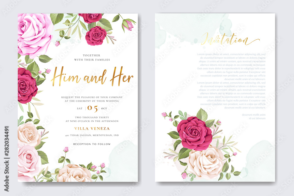wedding card design with floral frame template wedding card design with floral frame template