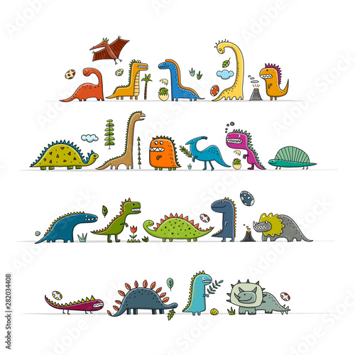 Funny dinosaurs, childish style for your design