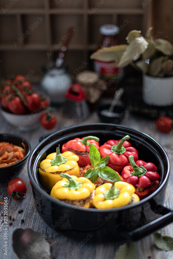 Stuffed peppers with minced meat. Cooking process Stuffed peppers with minced meat. Cooking process