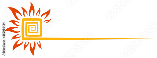 A symbol of the bright summer sun with beams.
