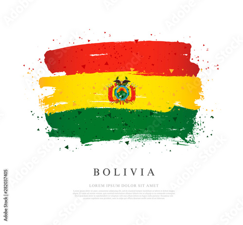 Flag of Bolivia. Brush strokes are drawn by hand.