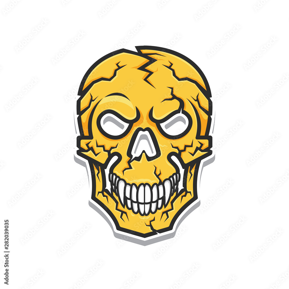 Fototapeta premium yellow head skull vector illustration