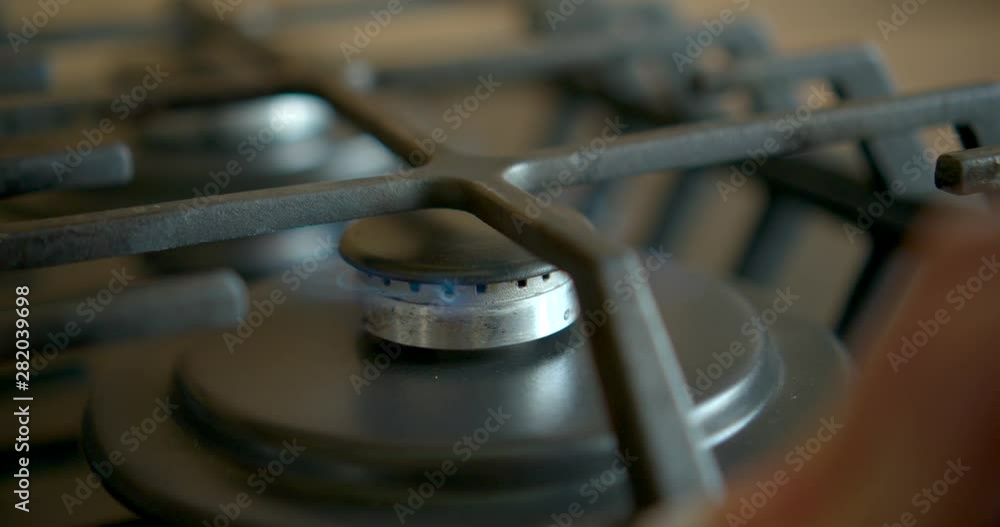 Gas-stove slow motion stock video Gas-stove slow motion stock video