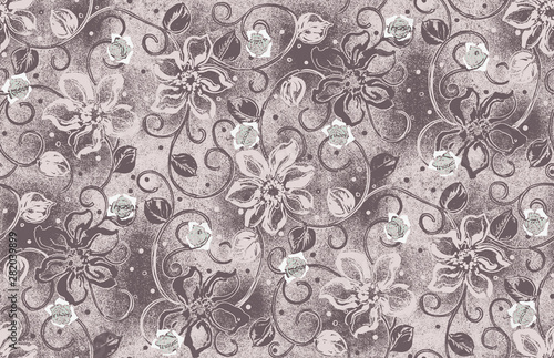 Fototapeta Naklejka Na Ścianę i Meble -  seamless vintage floral design background