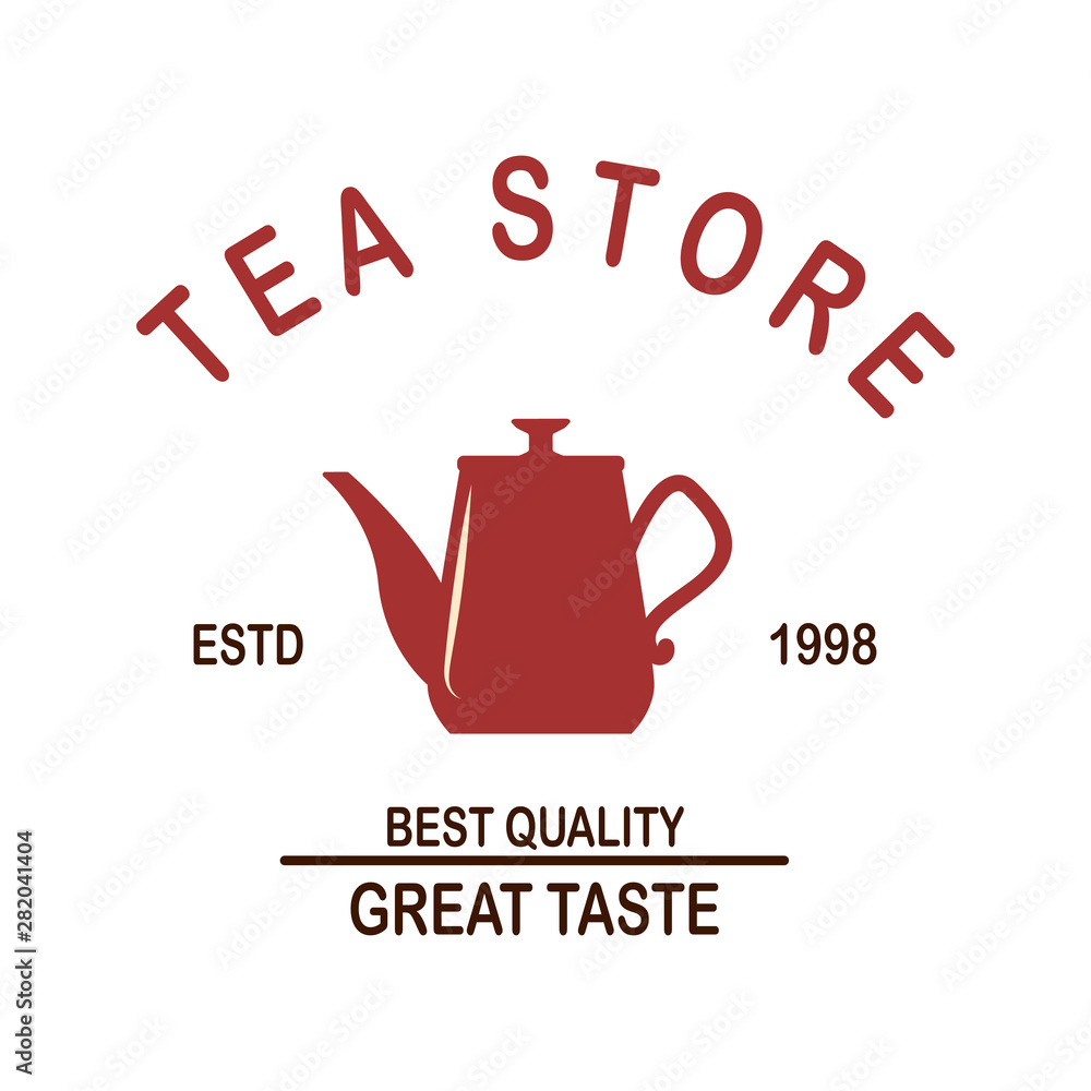 Tea shop emblem template. Design element for logo, label, sign, poster, flyer. Vector illustration Tea shop emblem template. Design element for logo, label, sign, poster, flyer. Vector illustration