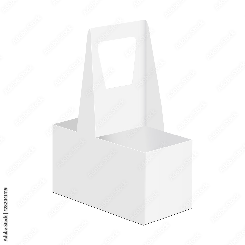 Cup Storage Vector Cardboard holder for 2 cups, coffee cup carrier mockup, isolated on ...