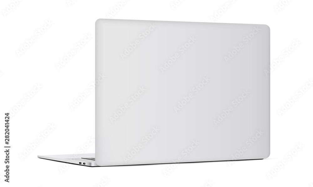 Laptop backside isolated on white background. Vector illustration - obrazy, fototapety, plakaty 