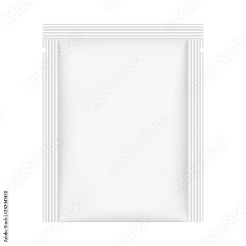 Rectangular sachet mockup isolated on white background. Vector illustration