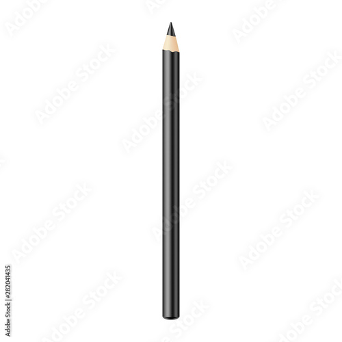 Black pencil mockup isolated on white background. Vector illustration