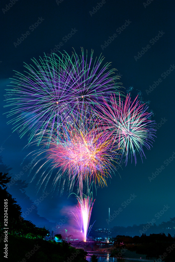 A display of fireworks at Sanda city, Hyogo, Japan
