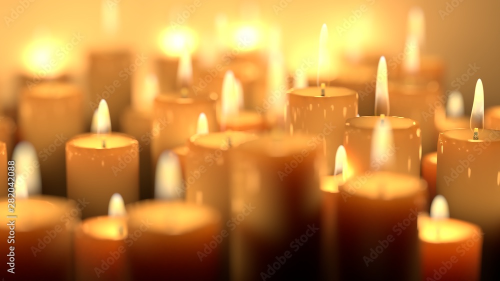 Candle lit ceremonial ritual mixture of sizes Candle lit ceremonial ritual mixture of sizes
