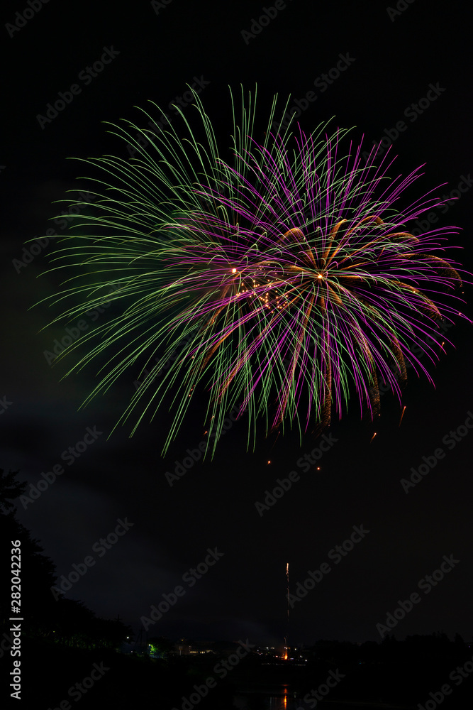 A display of fireworks at Sanda city, Hyogo, Japan