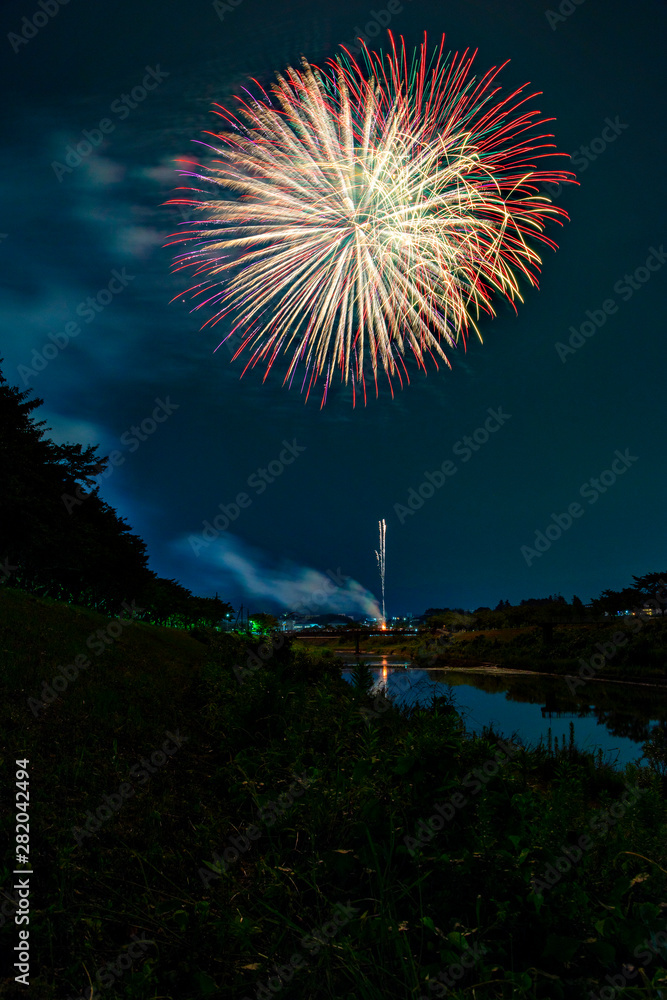 A display of fireworks at Sanda city, Hyogo, Japan