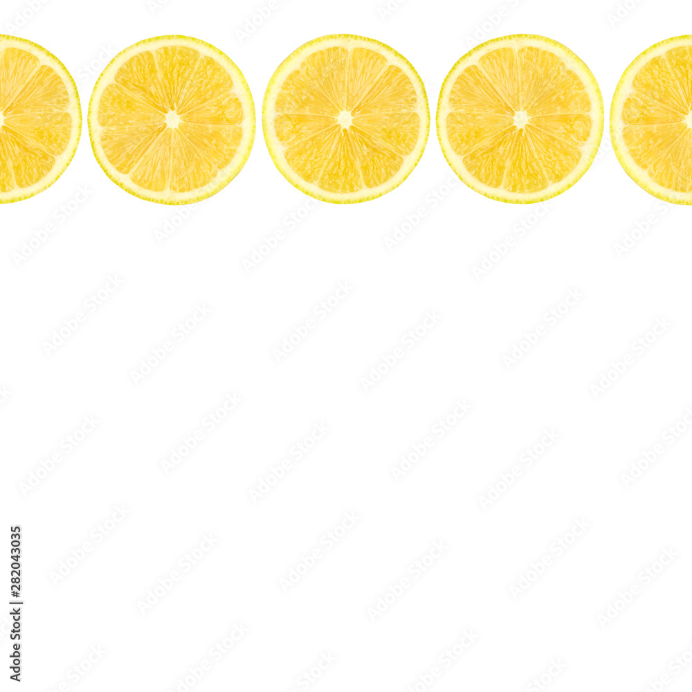 Lemon slice isolated on a white background. Fruits. Citrus. Colored lemon.