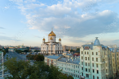aerial view of the Christ the Savior Cathedral in Moscow