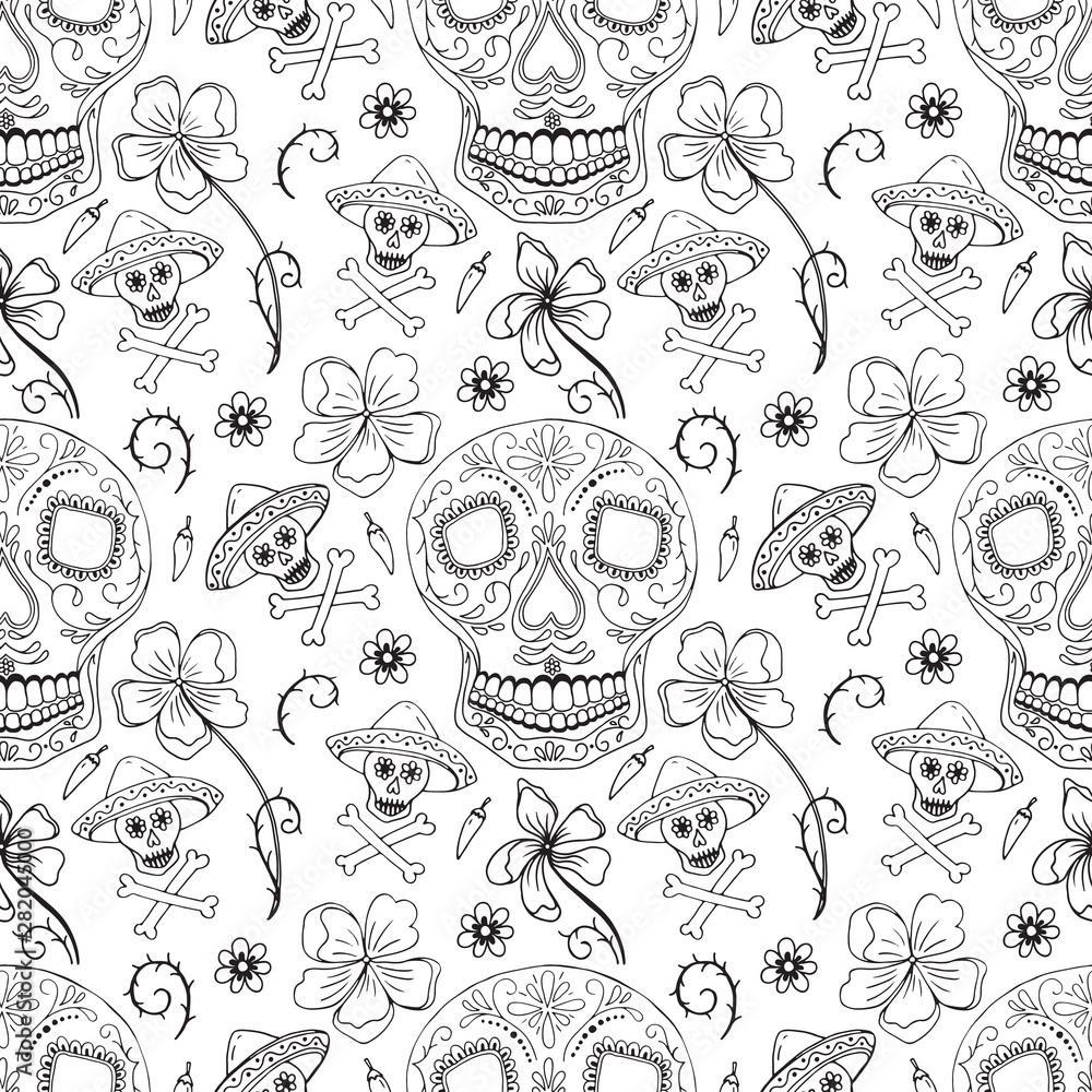 Seamless pattern Day of The Dead Dia de los muertos Seamless pattern Day of The Dead Dia de los muertos