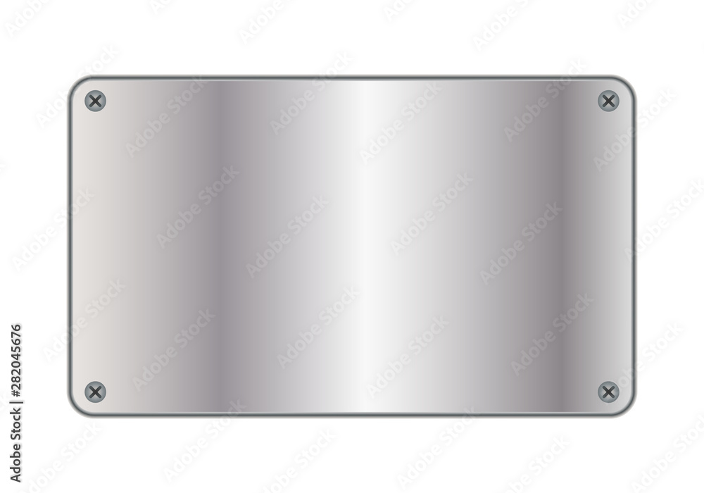 Placa metálica de plata sobre fondo blanco. Stock Vector | Adobe Stock