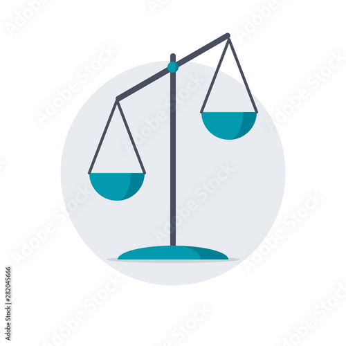 Old weighing scale or scales of justice icon