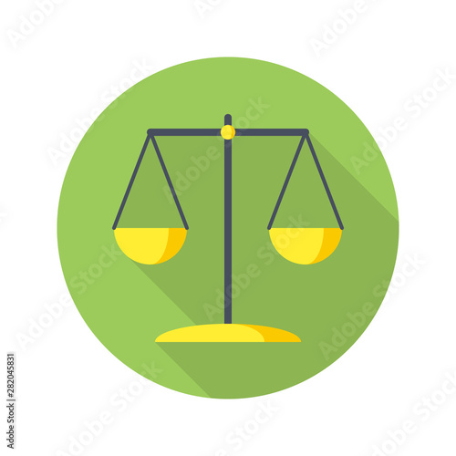 Old weighing scale or scales of justice icon