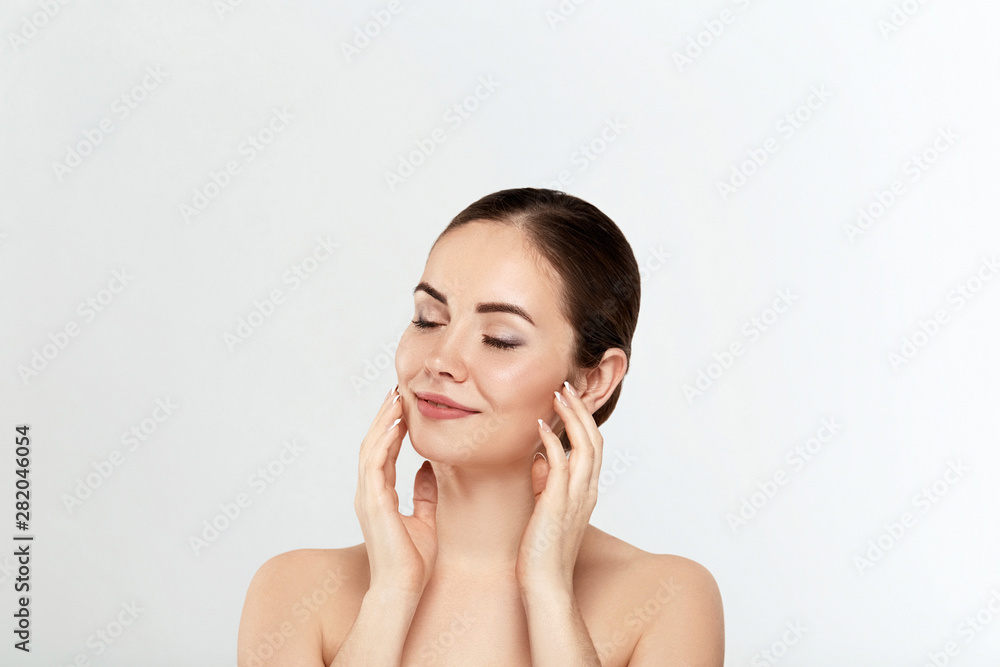 Beauty Woman Cosmetics. Portrait of female perfect clean skin. Care healthy skin. Facial treatment. Cosmetology, beauty and spa Beauty Woman Cosmetics. Portrait of female perfect clean skin. Care healthy skin. Facial treatment. Cosmetology, beauty and spa