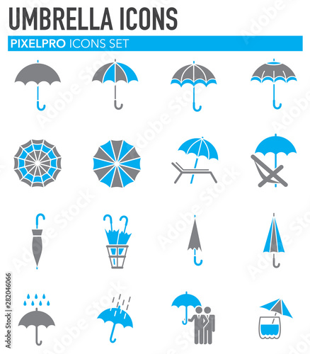 Umbrella icons set on background for graphic and web design. Simple illustration. Internet concept symbol for website button or mobile app.