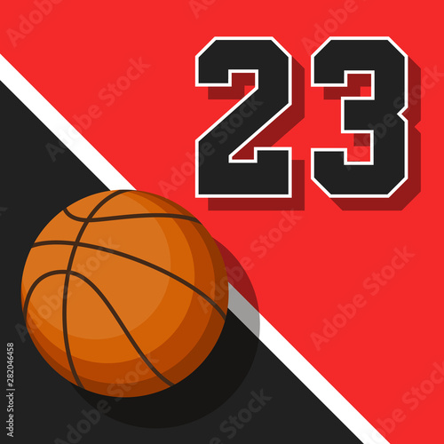 Basketball Ball on Court 23 Number Illustration Vector