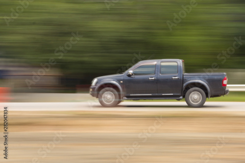 pick-up Speeding in road, panning camera, Thailand asia © prwstd