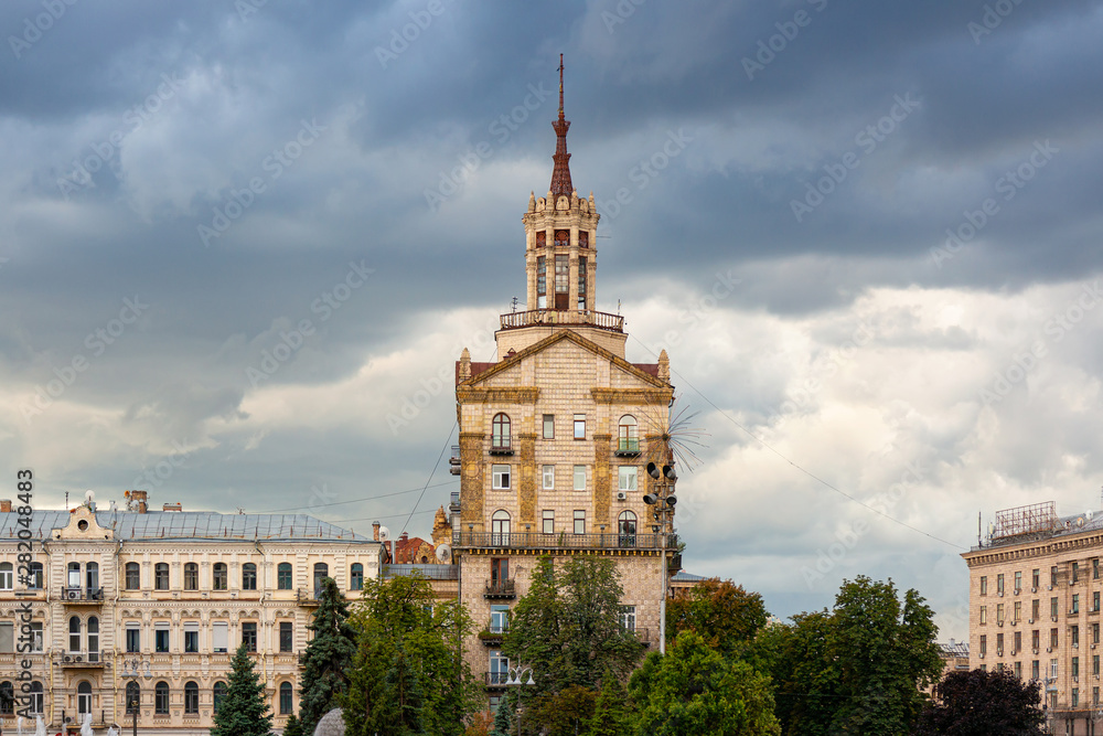 Buildings on the Maidan Nezalezhnosti and Khreshchatyk street in Kyiv city, Ukraine