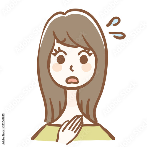心配する女性のイラスト