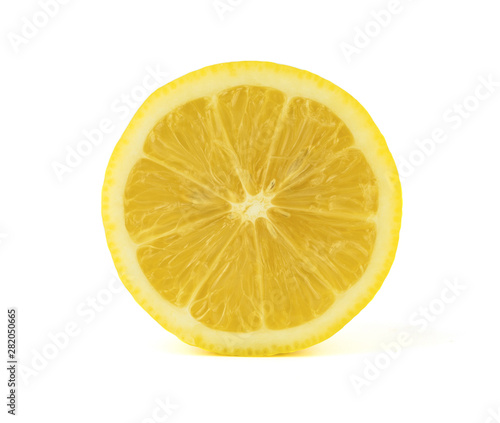 close up lemon slice  in half