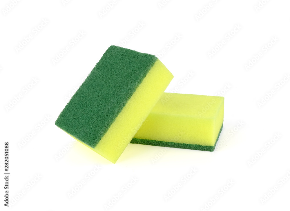 two yellow sponge on white background two yellow sponge on white background