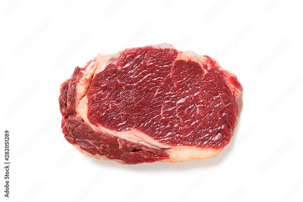 Raw meat, beef steak isolated on white background.