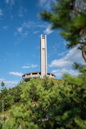 Buzludzha, Bulgaria - The Memorial House of the Bulgarian Communist Party sits on Buzludzha Peak. Abandoned communist building in the Balkan mountain