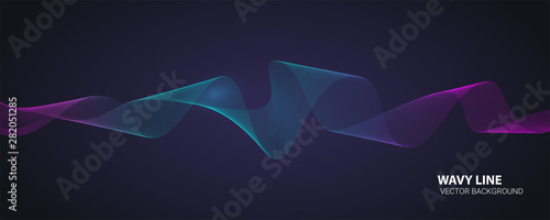 Dynamic flowing waves, twisted lines isolated on dark background. Abstract wavy spun stripes. Vector design elements, graphic concept of flow, music, technology, science