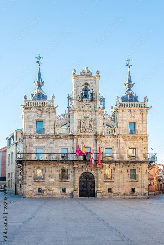 View at the Town hall from Espana place in Astorga - Spain