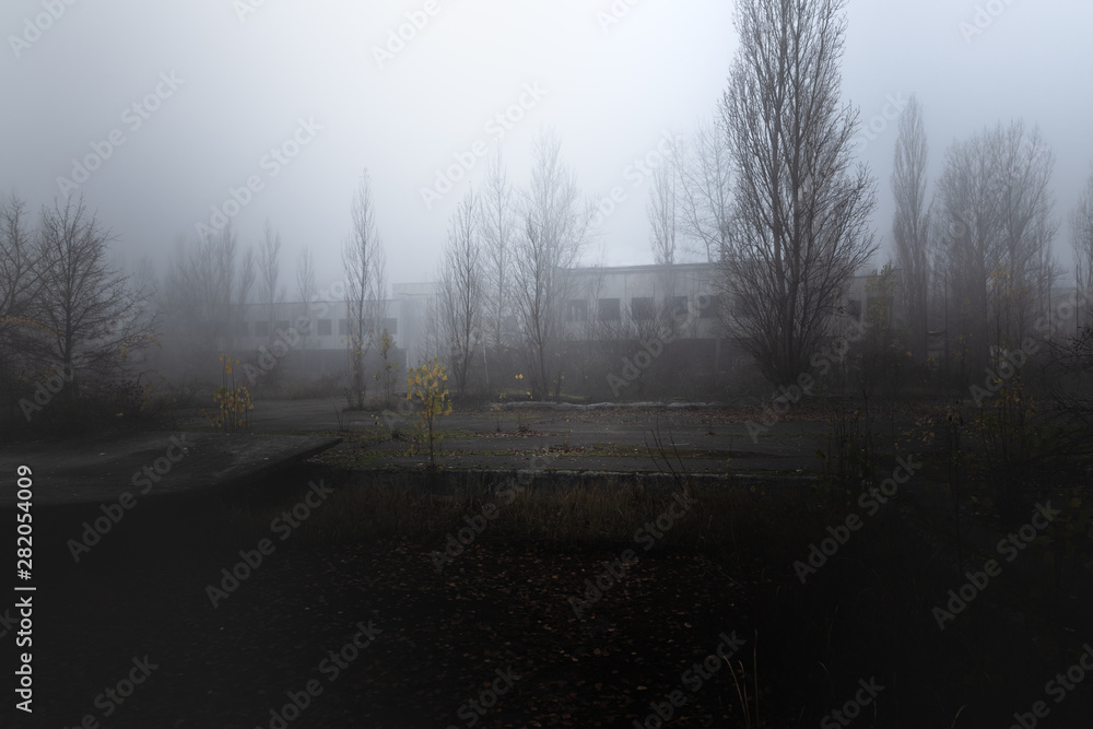 Obraz premium Dark abandoned road in the forest