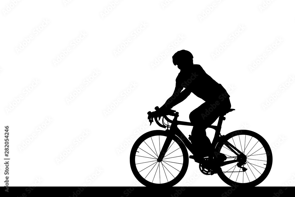 Cycling Silhouette on white background Cycling Silhouette on white background